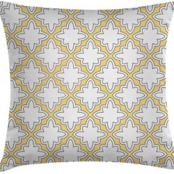 POLAR STAR Kutup Yıldızı Desenli Sarı-Beyaz 45x45 cm Kırlent Kılıfı