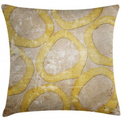 VINCELLS Eskitme Hücre Desenli Sarı 45x45 cm Kırlent Kılıfı