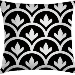 ROYAL LEAF Asil Yaprak Desenli Siyah Beyaz 45x45 cm Kırlent Kılıfı