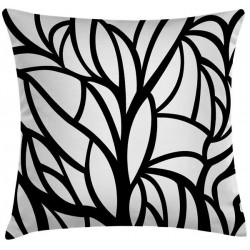 RÖLYEF Siyah Dal Rölyefi Desenli Siyah Beyaz 45x45 cm Kırlent Kılıfı
