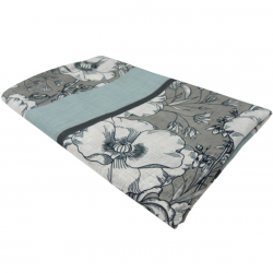 MIST Büyük Menekşe Desenli Bordürlü Gri Beyaz 150x150 cm Masa Örtüsü MIST Büyük Menekşe Desenli Bordürlü Gri Beyaz 150x150 cm Masa Örtüsü