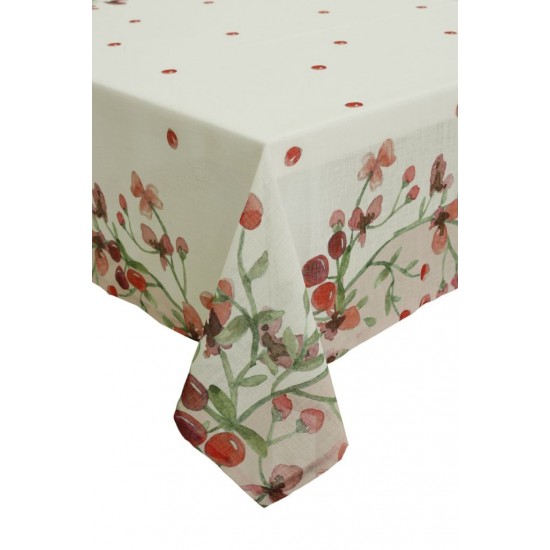 CHERRY Kiraz Desenli Kırmızı Beyaz 150X150 cm Masa Örtüsü