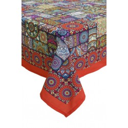 FIESTA Mozaik Mandala Desenli Turuncu 160x220 cm Masa Örtüsü