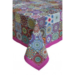 FIESTA Mozaik Mandala Desenli Pembe 160x220 cm Masa Örtüsü
